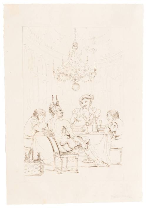 Satan and Three Men at a Table