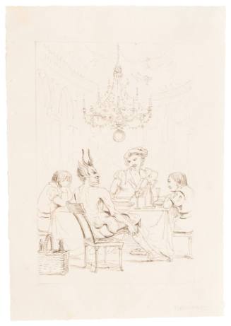 Satan and Three Men at a Table