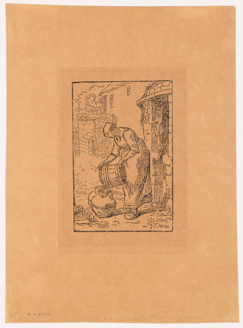 Femme Vidant un Seau