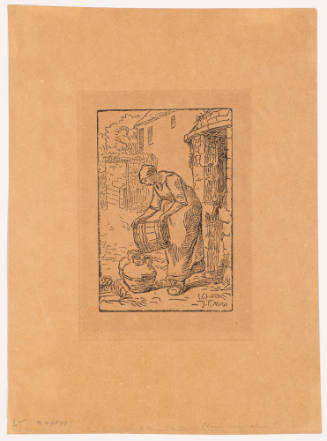 Femme Vidant un Seau