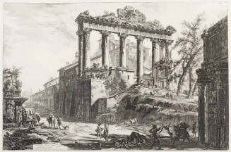 The Temple of Saturn, with a Corner of the Arch of Septimius Severus in the Foreground