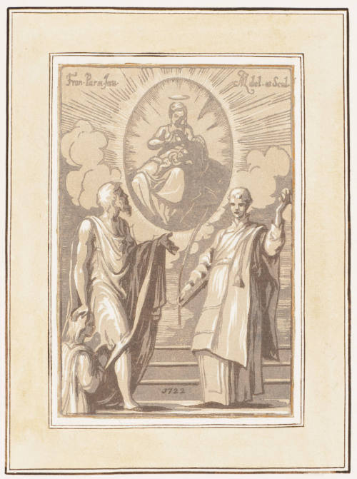The Virgin in Glory; Two Saints Below