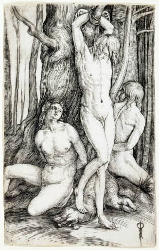 Three Naked Men Bound to a Tree