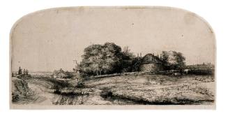 Landscape with a Haybarn and a Flock of Sheep