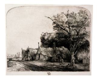 Landscape with Three Gabled Cottages