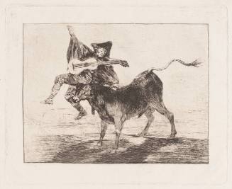 The Blind Man Tossed on the Horns of a Bull (Aveugle enlevé sur les cornes d'un Taureau)