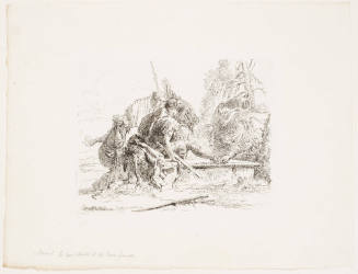 Soldier Seated on a Tomb with Surrounding Figures from Vari Capricci