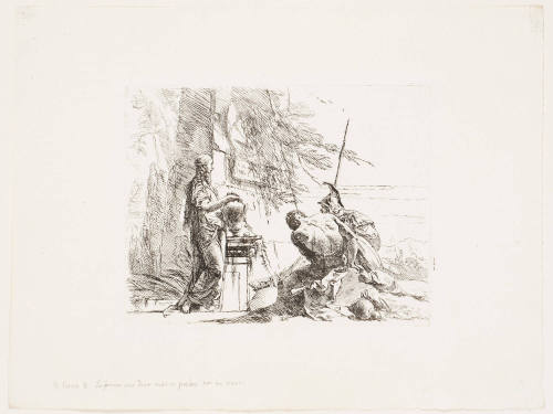 Standing Woman and Seated Man before Obelisk from Vari Capricci