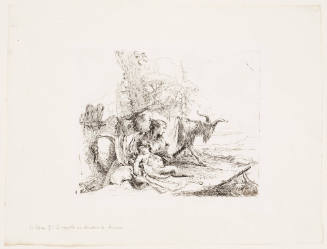 Woman, Satyr Child and Goat in Landscape from Vari Capricci