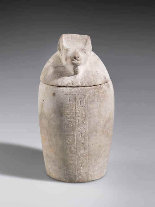 Canopic Jar with Lid Depicting Sons of Horus