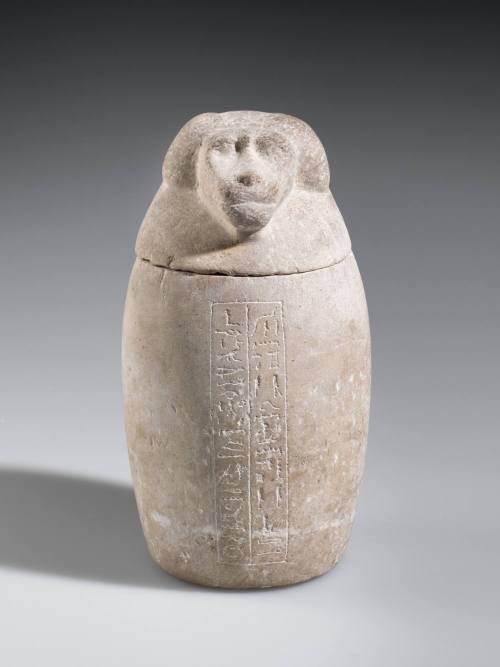 Canopic Jar with Lid Depicting Sons of Horus