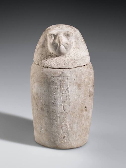 Canopic Jar with Lid Depicting Sons of Horus