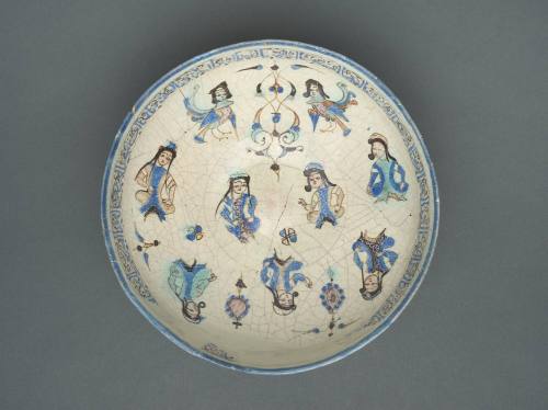 Bowl Decorated with Figures and Mythical Birds
