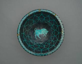 Bowl with Design of Bull and Tile Pattern