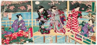 Viewing Cherry Blossoms by Moonlight