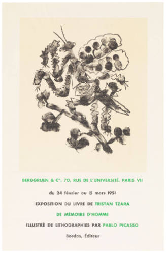 Exposition Du Livre De Tristan Tzara / De Mémoire D'homme / Illustré De Lithographies Par Pablo Picasso / Bordas, Éditeur