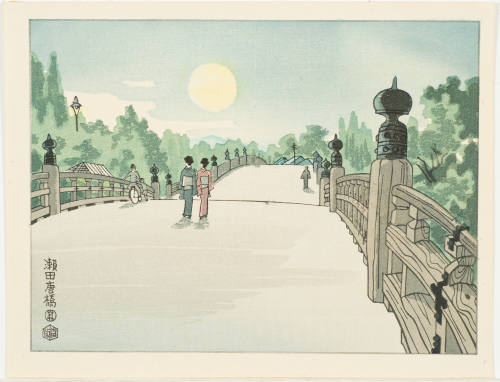 The Full Moon Viewed on the Seta Karahashi Bridge [Seta Karahashi]