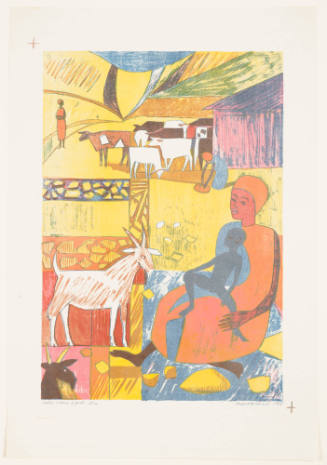 Native Woman and Goats