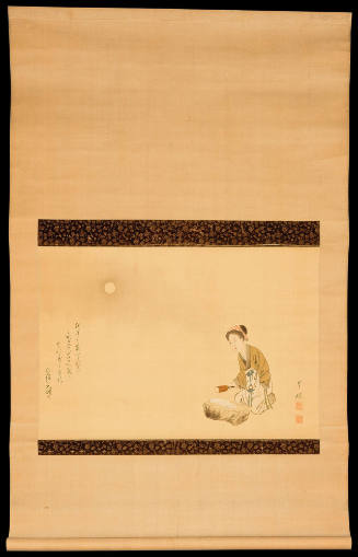 A Woman Pounding Silk under the Moon