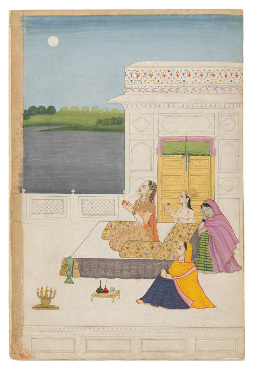 A Lady on a Moonlit Terrace Pines for Her Absent Lover