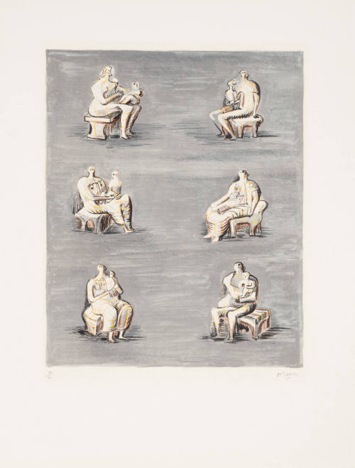 Studies for Sculpture on Blue Grey Background [Personnages sur fond bleu]