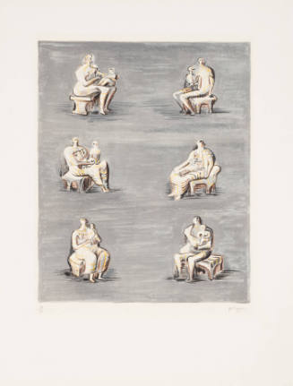 Studies for Sculpture on Blue Grey Background [Personnages sur fond bleu]