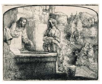 Christ and the Woman of Samaria: An Arched Print