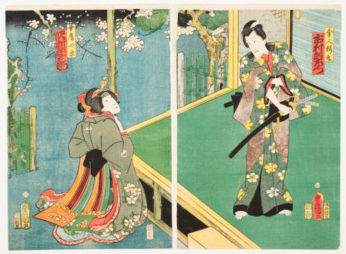 Ichimura Uzaemon as Sakuramaru; Sawamura Tanosuke as His Wife, Yae