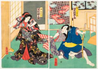 Kawarazaki Gonjūrō as the Hunter Minezo; Sawamura Tanosuke as His Sister Otani