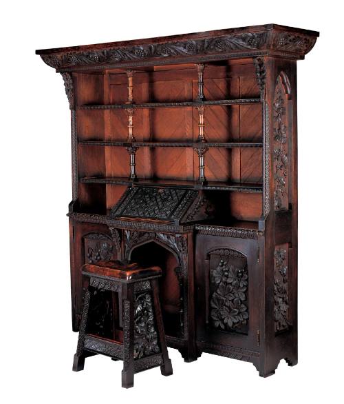 Secretary-Bookcase and Stool