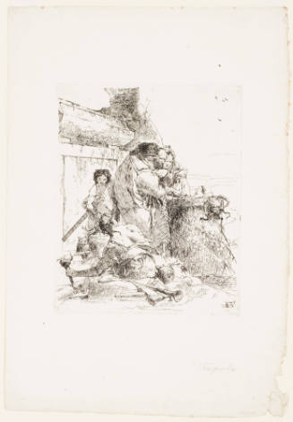 Seated Woman with Torch and Men Standing Before a Burining Altar from Scherzi di Fantasia