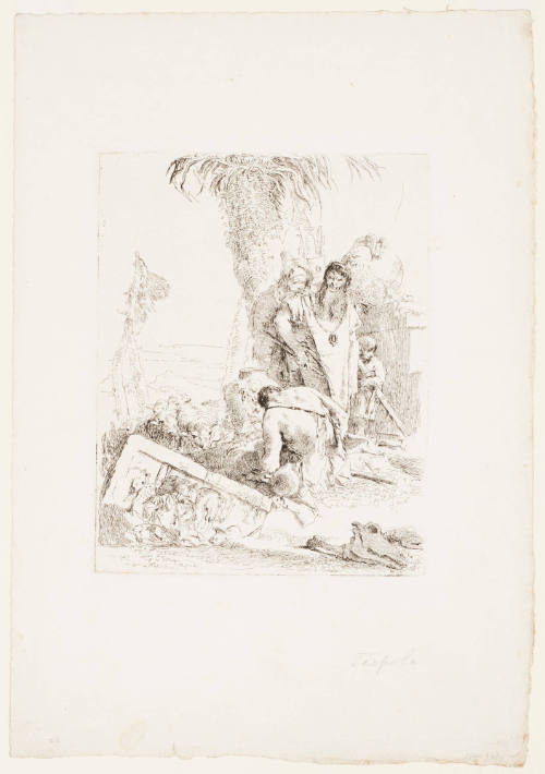 Seated Man and Two Magicians