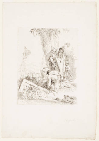 Seated Man and Two Magicians