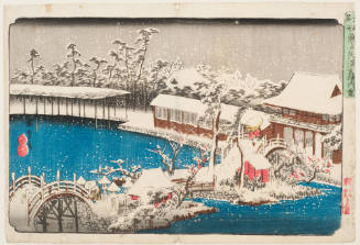 Snow in the Precincts of the Temman Shrine at Kameido (Kameido temmangu kedai no yuki)