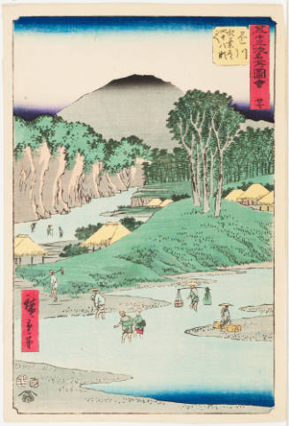No. 27, Kakegawa, Crossing the 48 Rapids on the Akiba Road (Akibado shijuhassegoe)