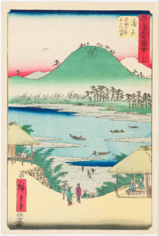 No. 16, Kambara, View of Fuji River from Iwabuchi Hill (Iwabuchi no oka yori Fujigawa chobo)