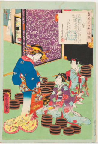 No. 32, Hotei and Pottery Dishes (?)