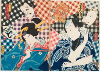 Bandō Hikosaburō and Sawamura Tanosuke II as Kingorō and the Geisha Osan