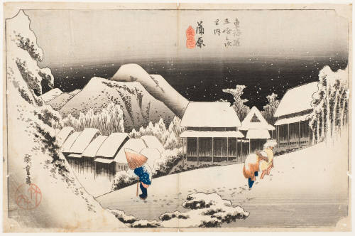 No. 16, Evening Snow at Kambara (Kambara yoru no kei)