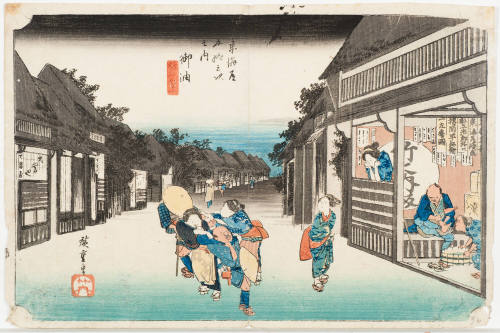 No. 36 Woman Stopping Travelers at Goyu (Goyu tabibito tomeonna)