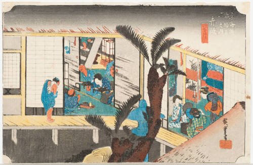 No. 37 Travelers and Hostesses at an Inn at Akasaka (Akasaka ryosha shofu no zu)