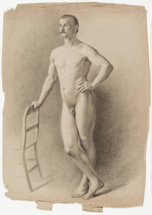 Male Nude Académie with Chair