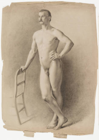 Male Nude Académie with Chair