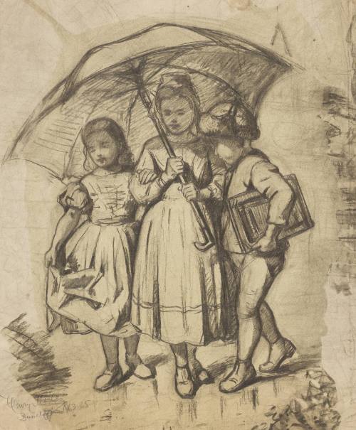 Study for "Children Under a Red Umbrella"