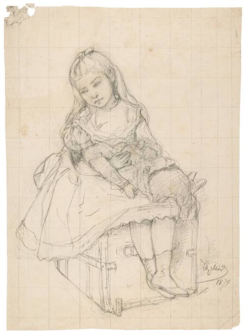 Seated Girl Holding Doll