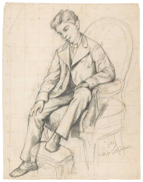 Boy in Chair (recto) / Girl with Doll (verso)