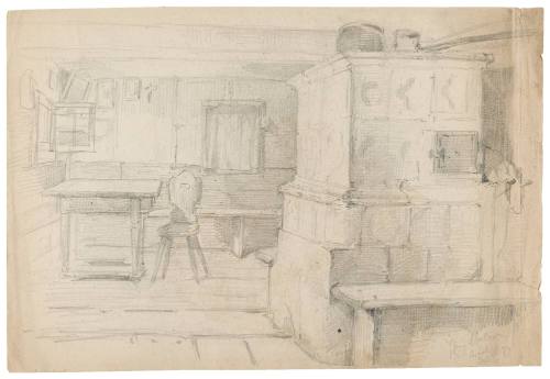 Interior with Chair, Table and ...