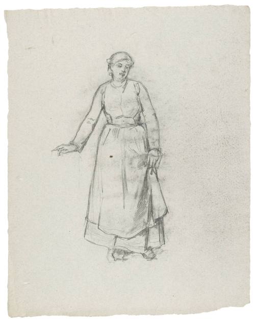 Study of Standing Woman Holding Apron