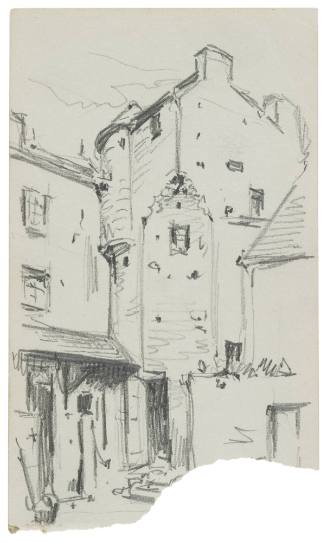 recto: Study of Building Façades; verso: Study of Woman and Child