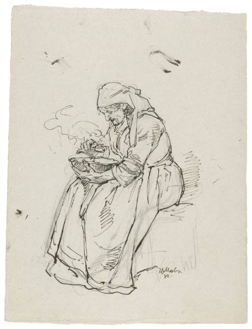 Study of Seated Old Woman Eating
